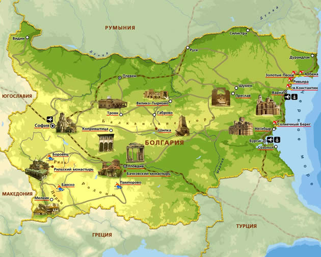 карта болгарии с курортами