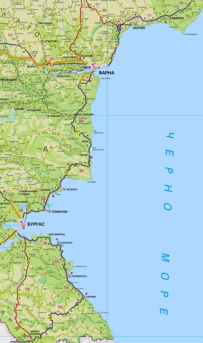 карта болгарское море